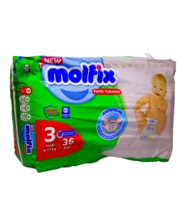 حفاظات اطفال مولفكس كلوت رقم ( 3) 36حبه