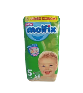 حفاظ اطفال مولفكس رقم 5 جامبو 58 حبة