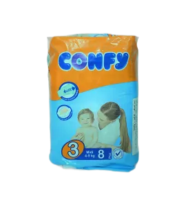 حفاظ اطفال كونفي بيبي رقم ( 3 ) 8 حبة وسط جديد