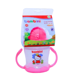 كوب عصير اطفال بامبني مع مصاص وماسك 210 مل رقم 408