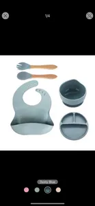 5 قطع طقم طعام للاطفال من السيليكون